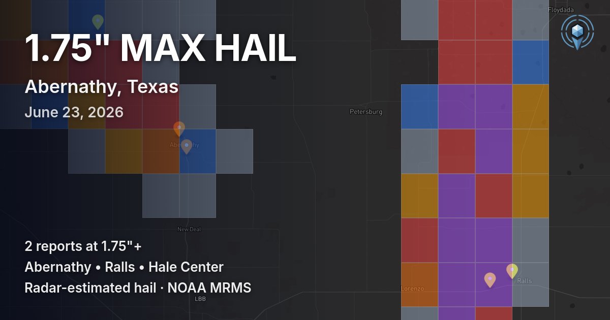 Affected area preview for Abernathy, TX