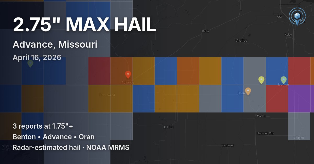 Affected area preview for Advance, MO