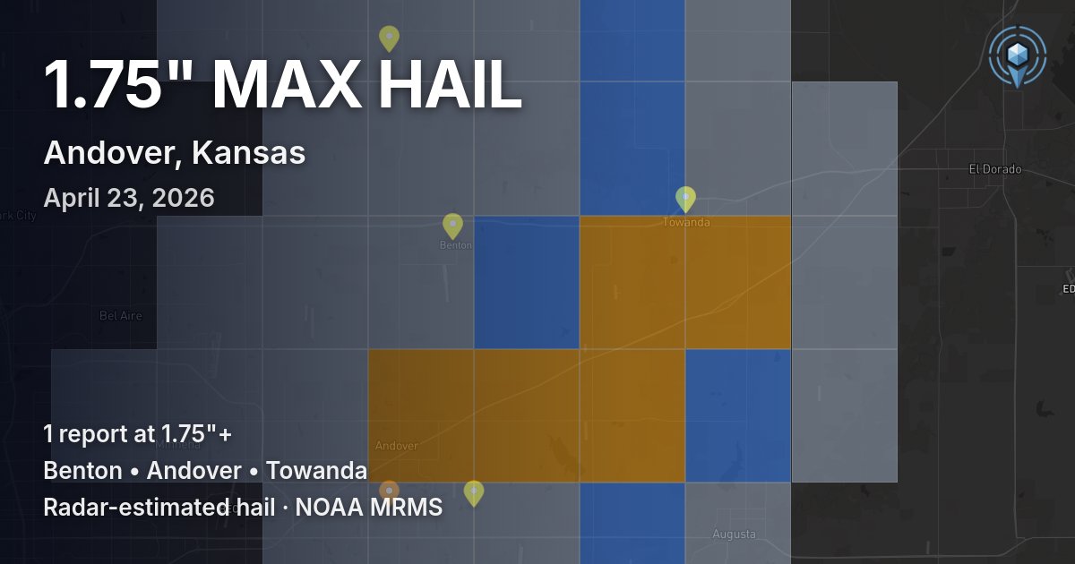 Affected area preview for Andover, KS