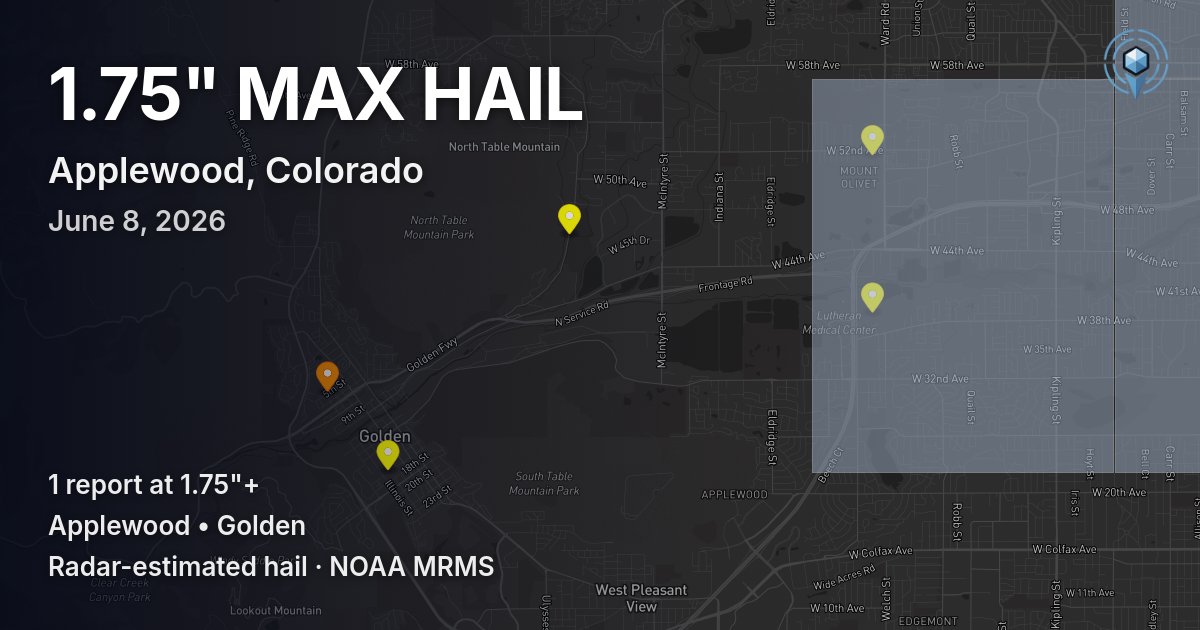 Affected area preview for Applewood, CO