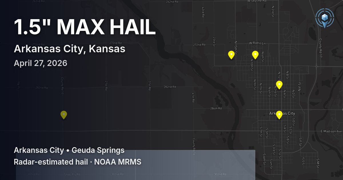 Affected area preview for Arkansas City, KS