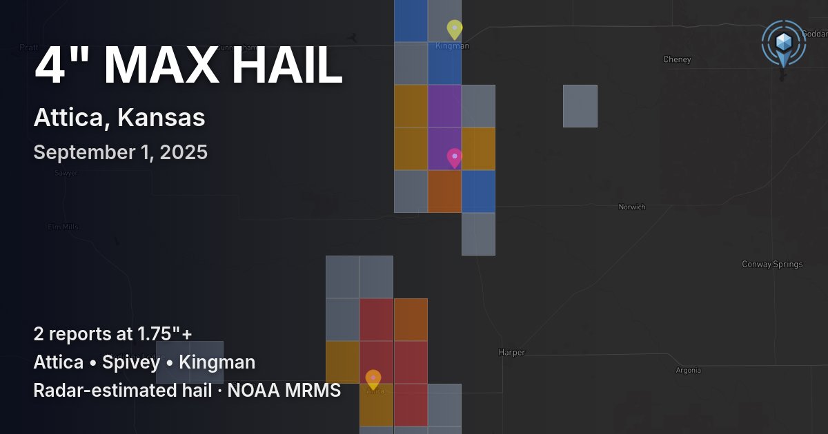 Affected area preview for Attica, KS