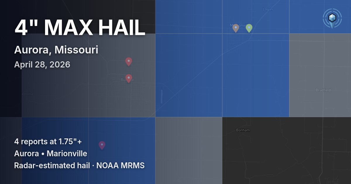 Affected area preview for Aurora, MO