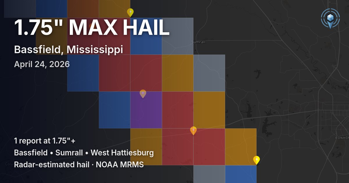 Affected area preview for Bassfield, MS