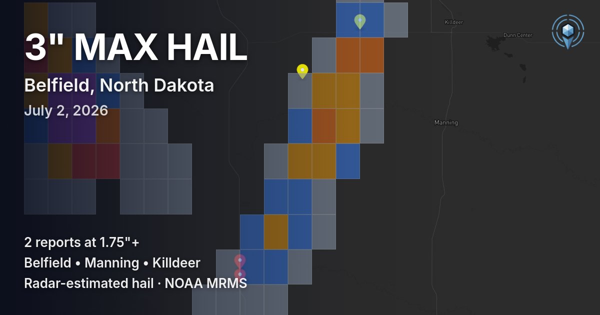Affected area preview for Belfield, ND