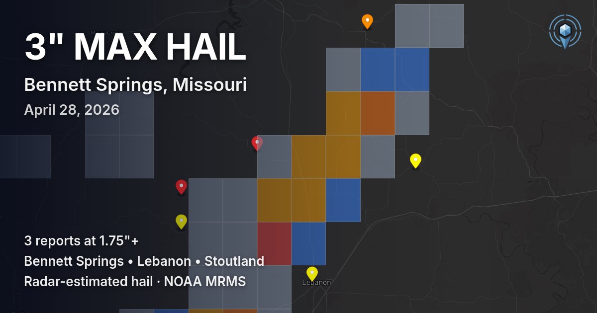 Affected area preview for Bennett Springs, MO