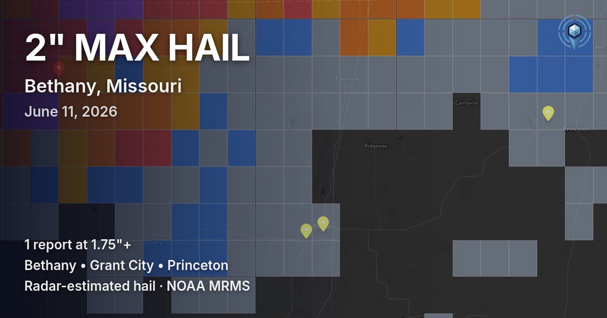 Affected area preview for Bethany, MO