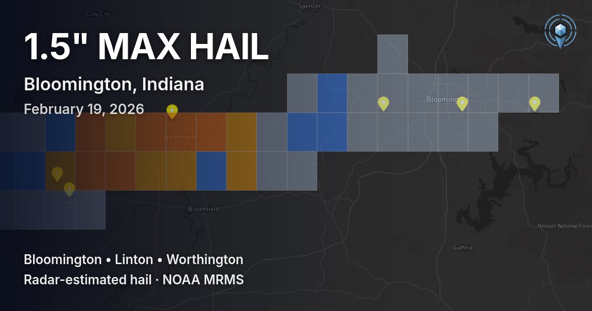 Affected area preview for Bloomington, IN