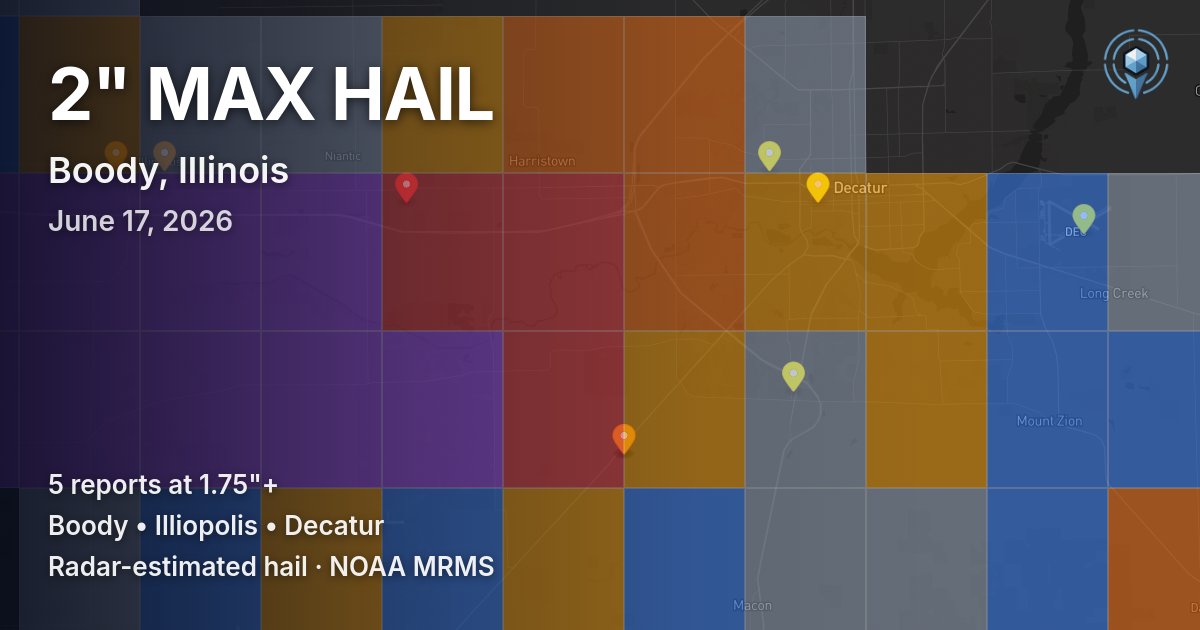 Affected area preview for Boody, IL