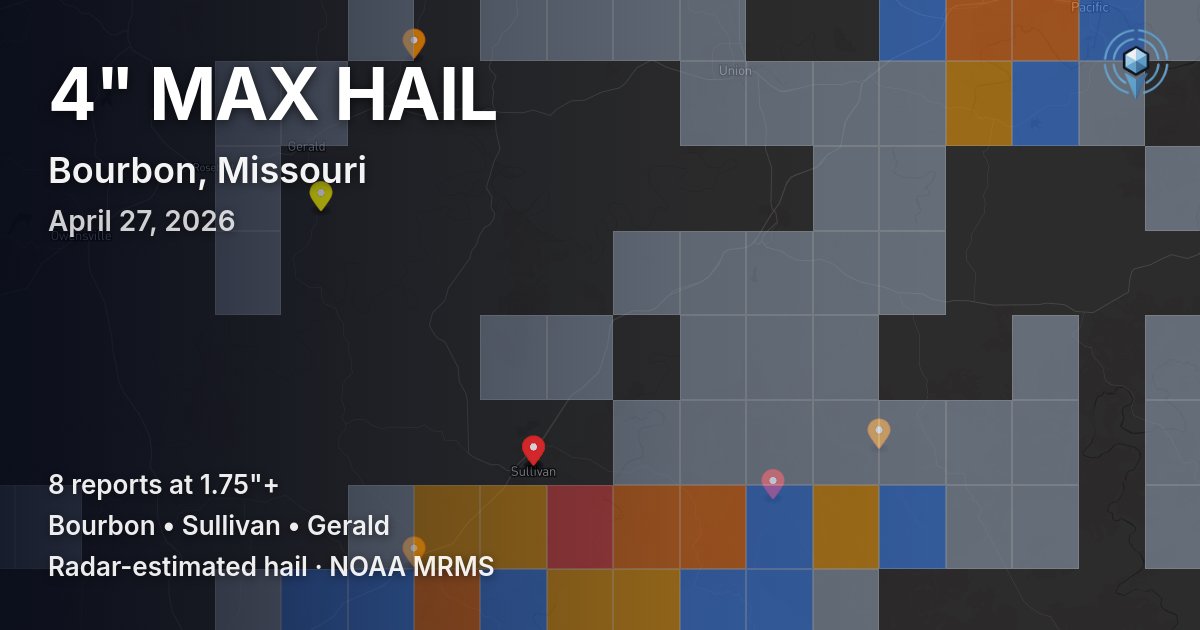 Affected area preview for Bourbon, MO