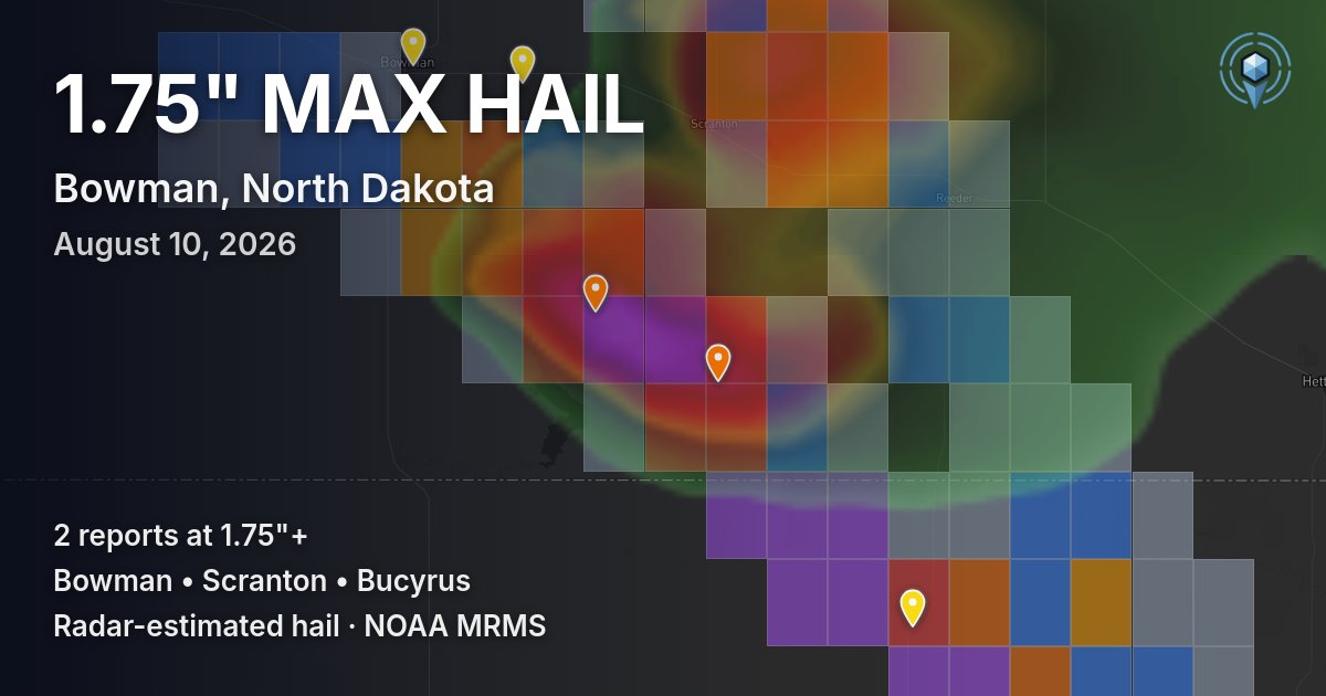 Affected area preview for Bowman, ND