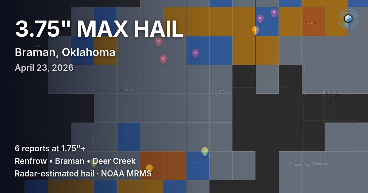 Affected area preview for Braman, OK