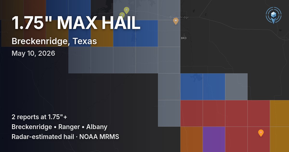 Affected area preview for Breckenridge, TX