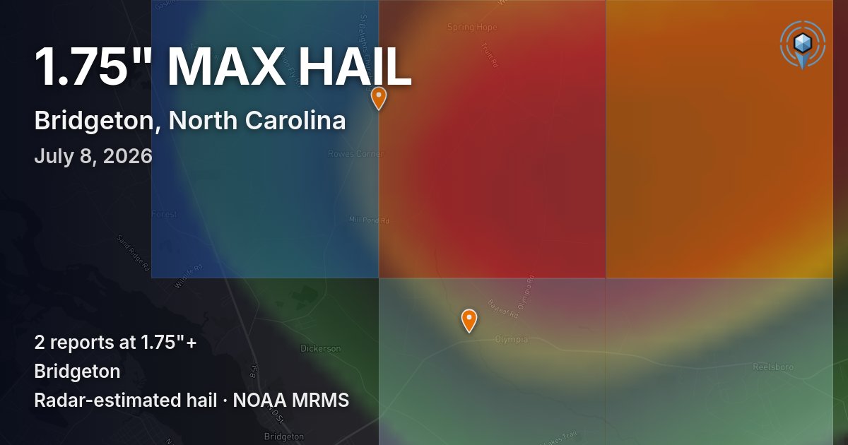 Affected area preview for Bridgeton, NC