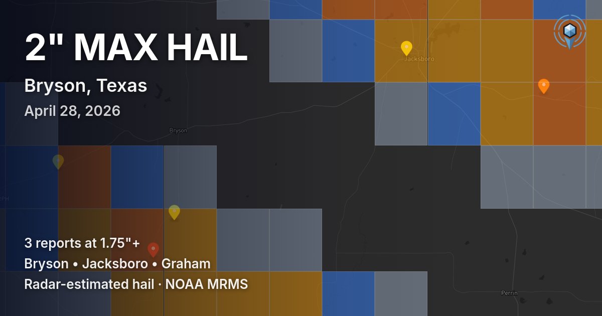Affected area preview for Bryson, TX