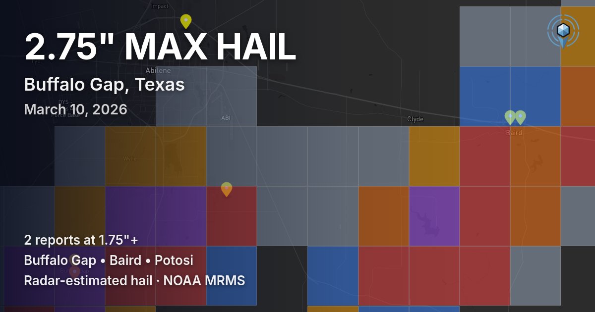 Affected area preview for Buffalo Gap, TX