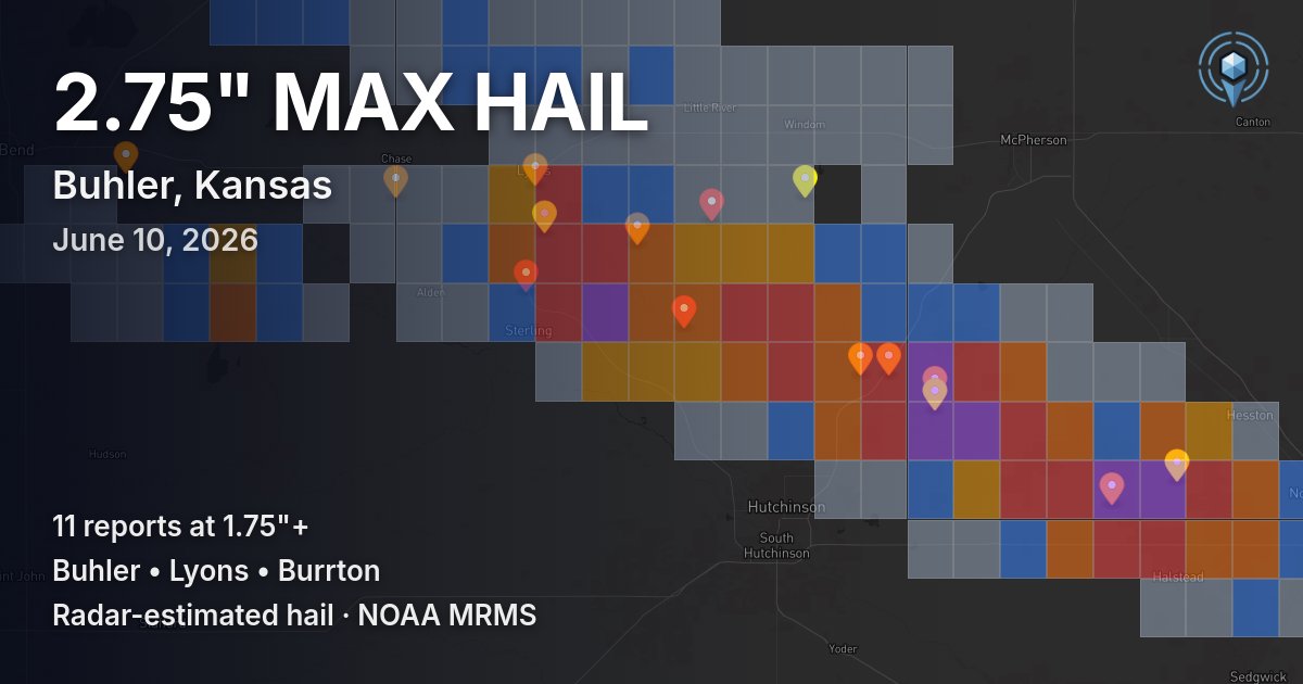 Affected area preview for Buhler, KS