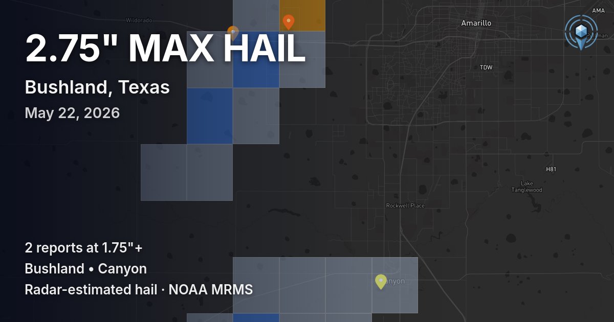 Affected area preview for Bushland, TX