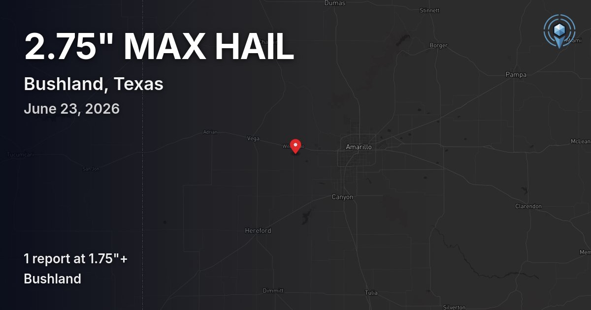 Affected area preview for Bushland, TX