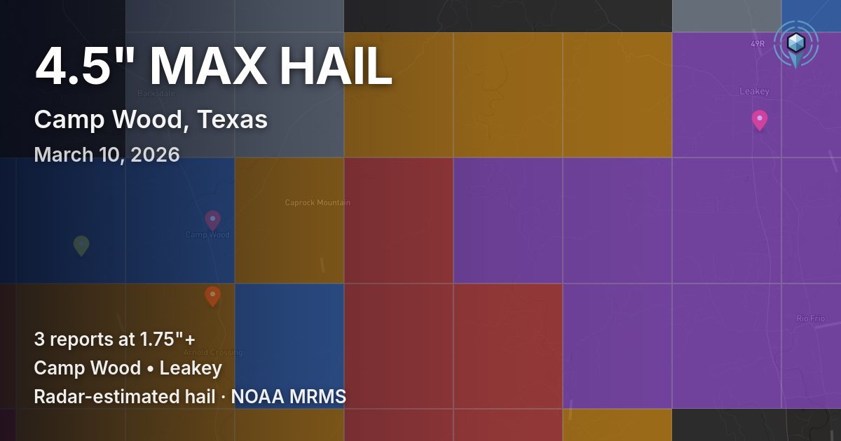 Affected area preview for Camp Wood, TX
