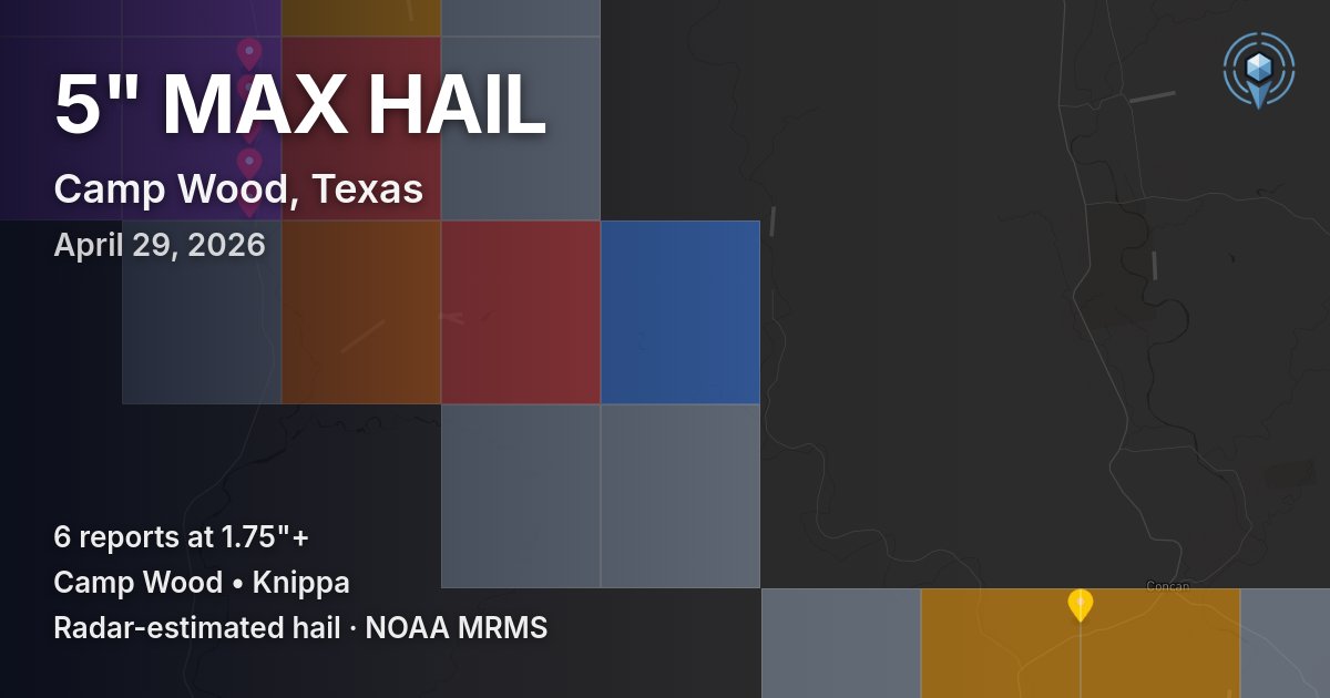 Affected area preview for Camp Wood, TX
