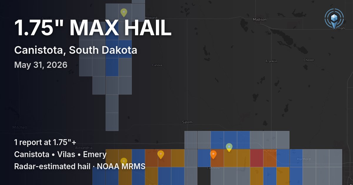 Affected area preview for Canistota, SD