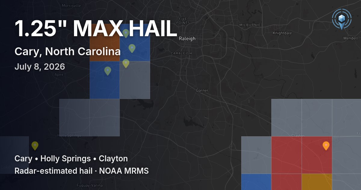 Affected area preview for Cary, NC