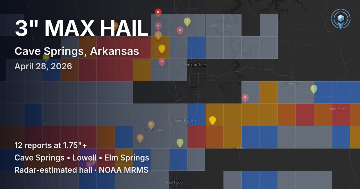 Affected area preview for Cave Springs, AR