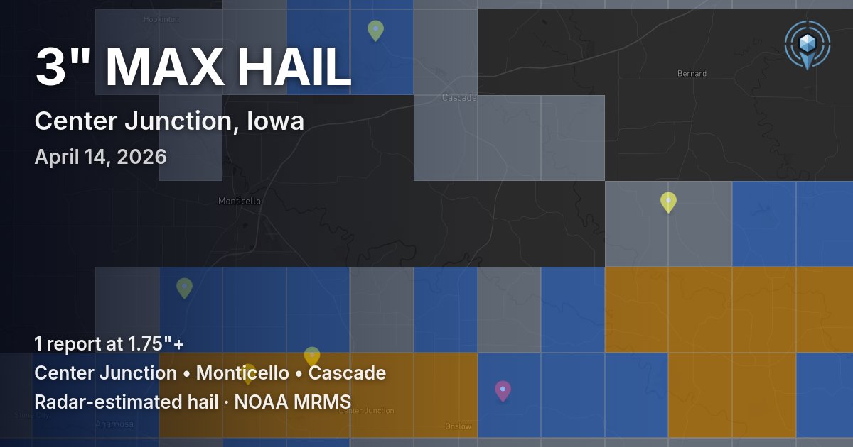 Affected area preview for Center Junction, IA