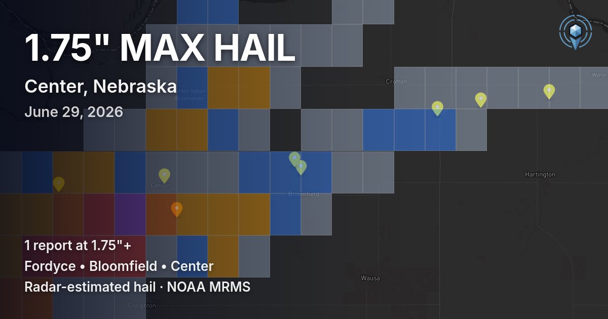 Affected area preview for Center, NE