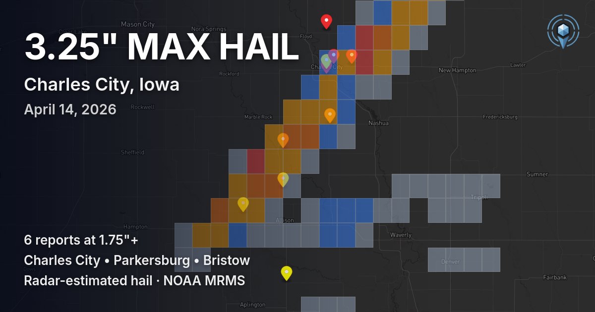 Affected area preview for Charles City, IA
