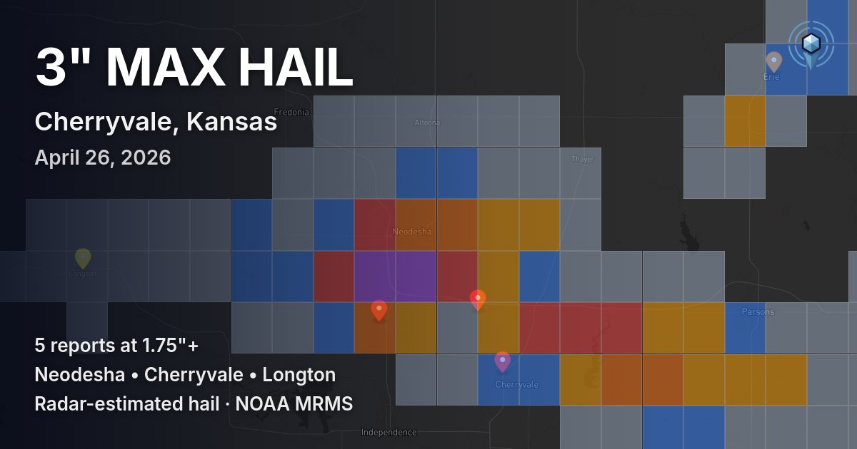 Affected area preview for Cherryvale, KS