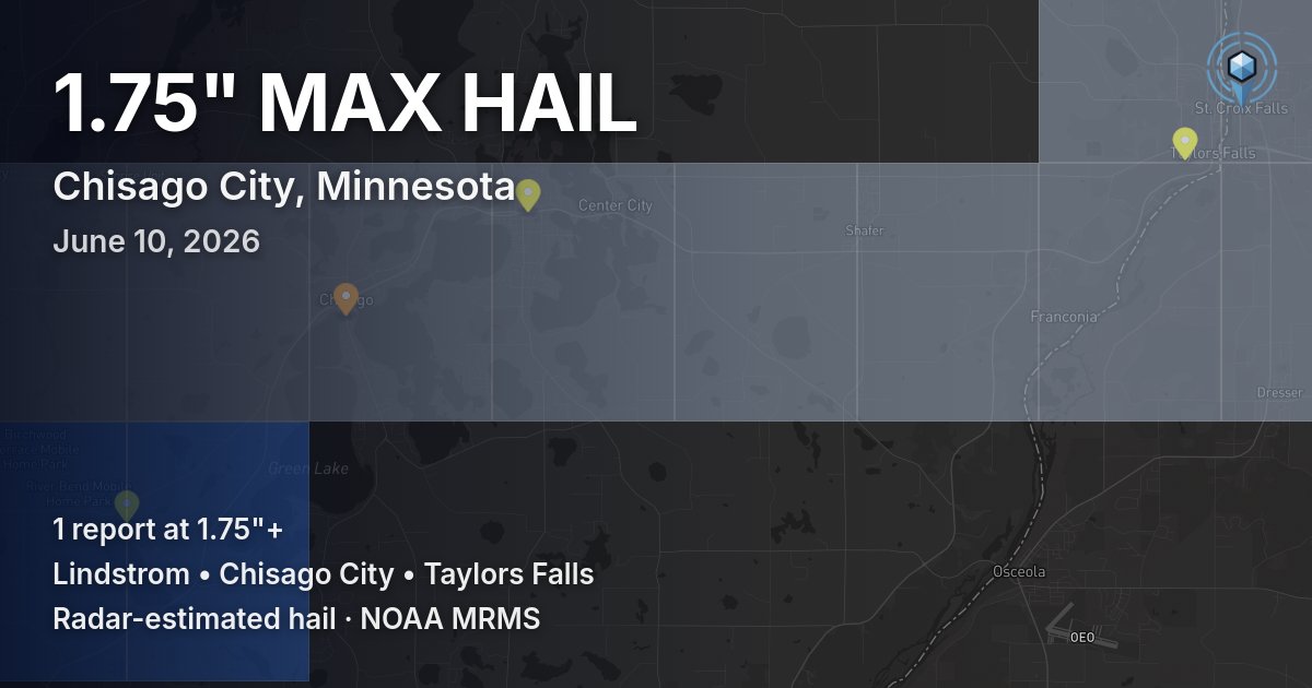 Affected area preview for Chisago City, MN