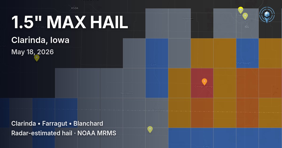 Affected area preview for Clarinda, IA