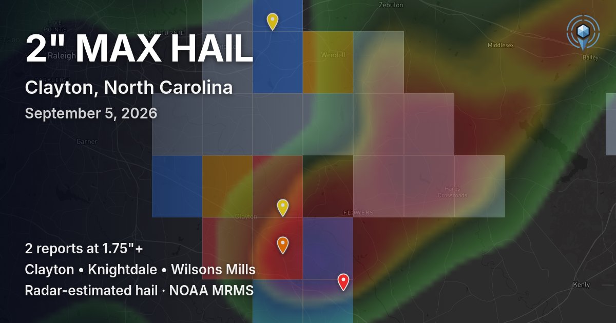 Affected area preview for Clayton, NC