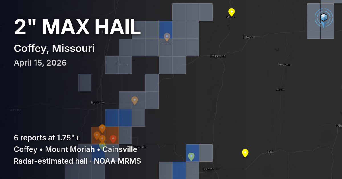 Affected area preview for Coffey, MO