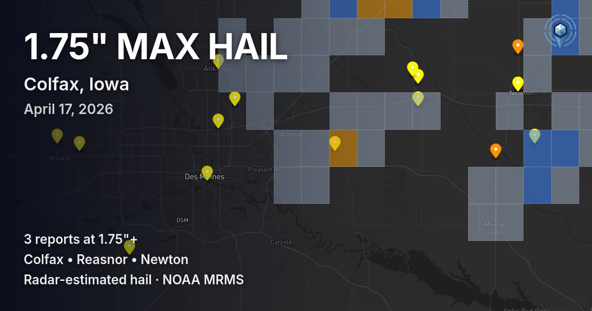 Affected area preview for Colfax, IA