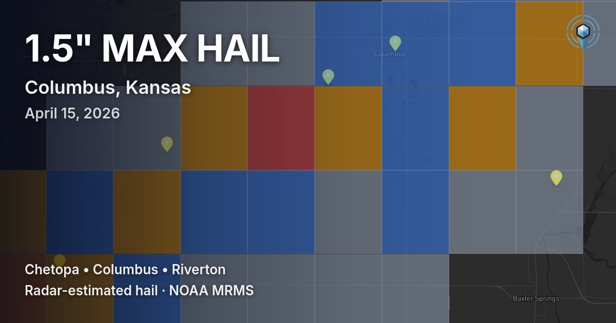 Affected area preview for Columbus, KS