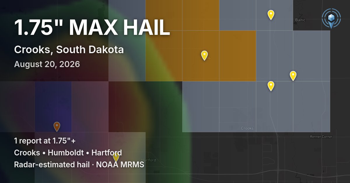 Affected area preview for Crooks, SD