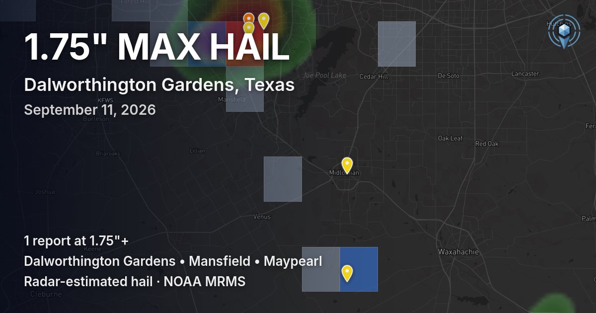 Affected area preview for Dalworthington Gardens, TX