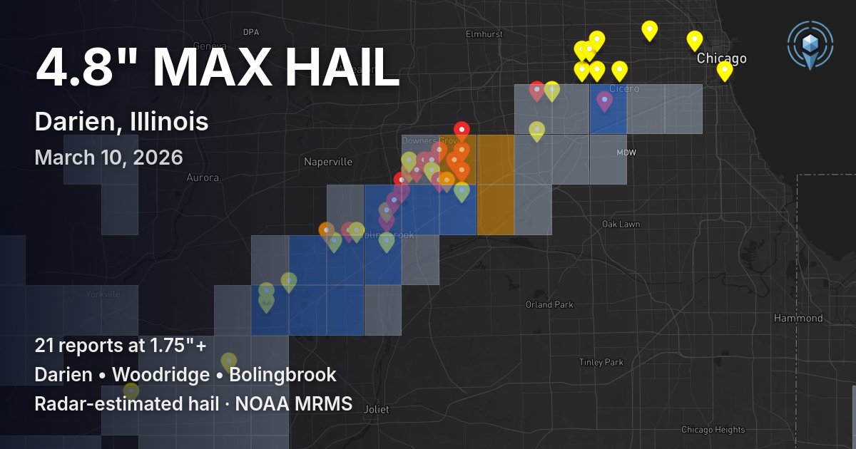 Affected area preview for Darien, IL