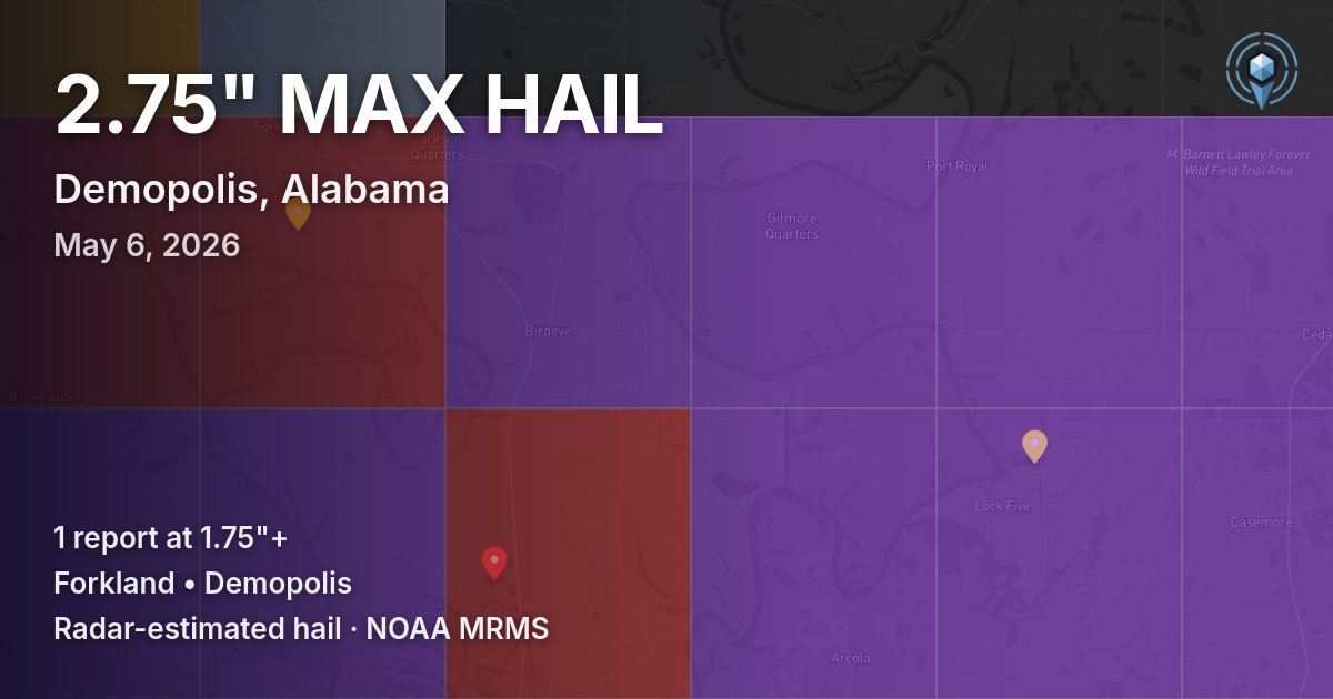 Affected area preview for Demopolis, AL
