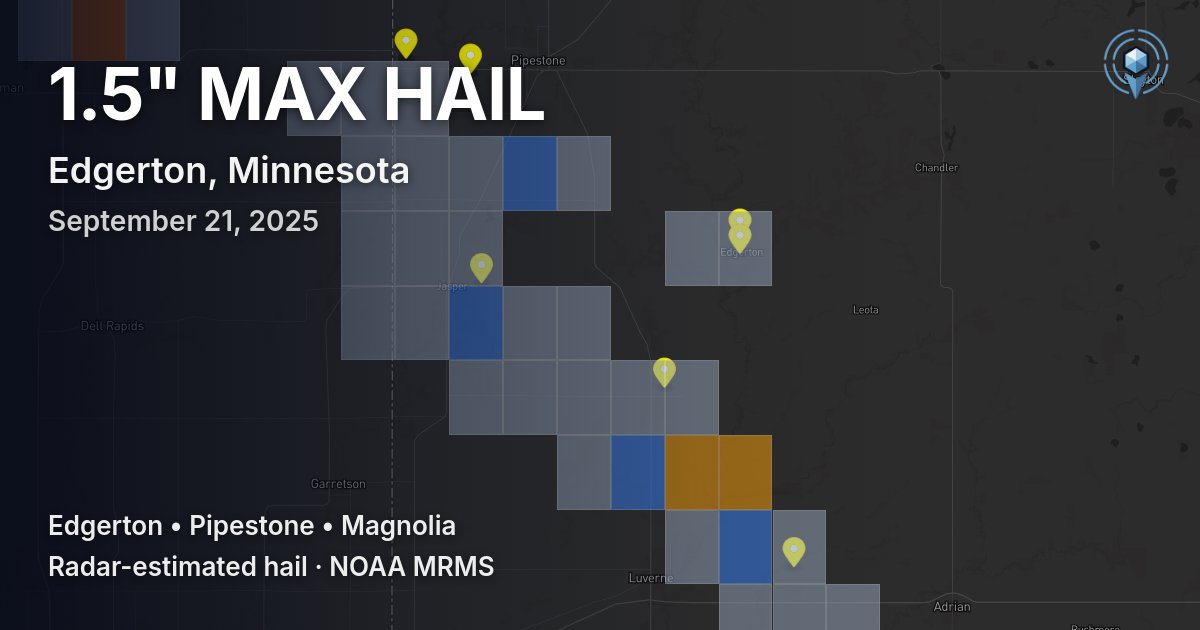 Affected area preview for Edgerton, MN