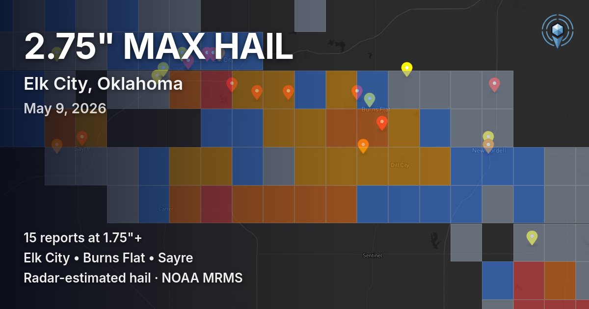 Affected area preview for Elk City, OK