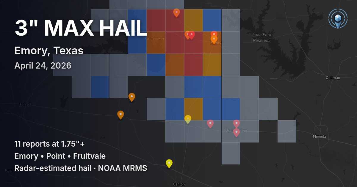 Affected area preview for Emory, TX