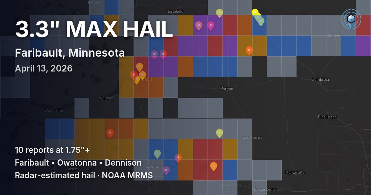 Affected area preview for Faribault, MN