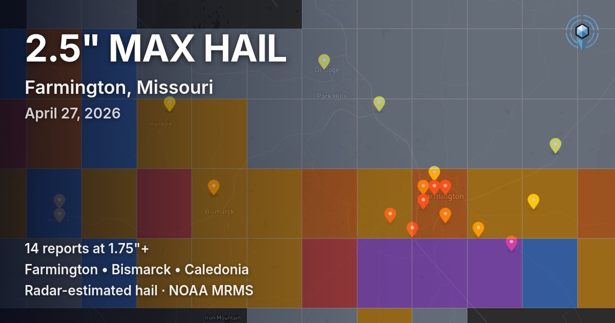 Affected area preview for Farmington, MO