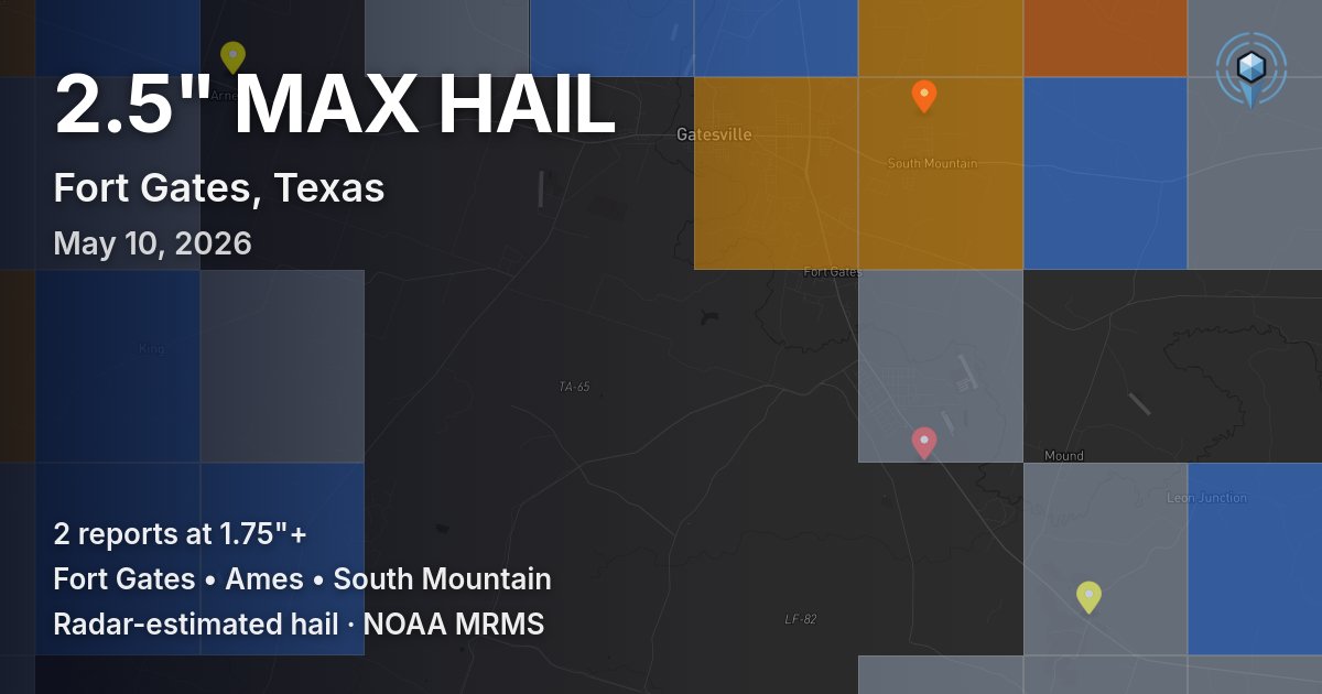 Affected area preview for Fort Gates, TX