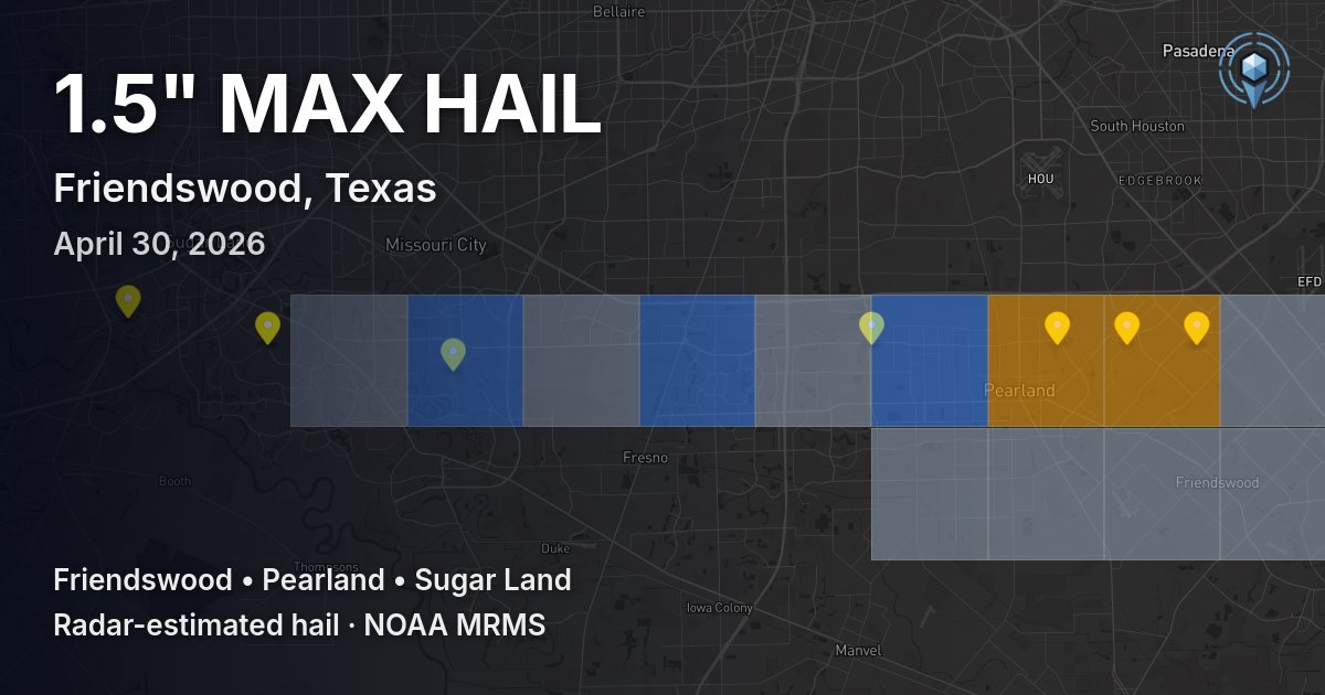 Affected area preview for Friendswood, TX