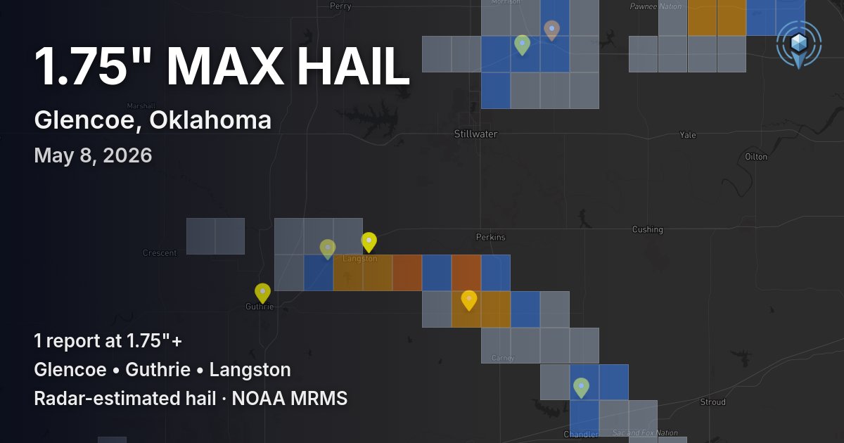 Affected area preview for Glencoe, OK